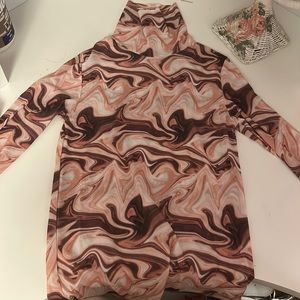Long sleeve pattern turtleneck, sheer